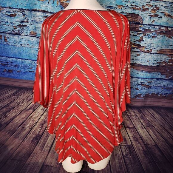 Susan Graver red white boho flowy top small - Picture 3 of 6